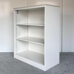 【視認性に優れたオープンキャビネット！おしゃれな天板付き！】■イトーキ（ITOKI）　エスキャビネット （eS CABINET）　オープン書庫　ローキャビネット　■本体:：ホワイト　天板：ホワイト木目調