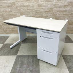 【部材欠け多数!わけあり!】【効率の良い収納付きデスク!横幅は1200㎜のオフィスデスクで最も定番のサイズ!】■コクヨ(KOKUYO)製 iSシリーズ 片袖机 ■ホワイト ■シリンダー錠