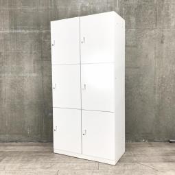 【上下3段で省スペースに収納！多人数使用で空間を有効活用できる6人用更衣ロッカー！】■コクヨ（KOKUYO）製　エディア(EDIA)シリーズ　6人用ロッカー　パーソナルロッカー　W900×D450×H1810㎜　■ホワイト　■シリンダー錠
