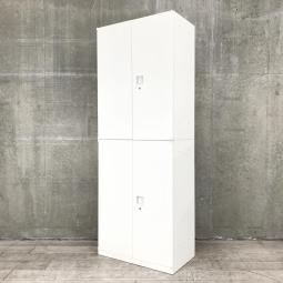 【定価約8万円】【幅800㎜でコンパクト！】【圧倒的保管量！高品質で安心のスチールキャビネット！】■オカムラ（okamura）製　レクトライン（Rectline）シリーズ　上下両開き書庫セット　ハイキャビネット　H2150㎜　■シリンダー錠　■ホワイト