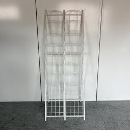 【受付や待合いスペースの資料設置にオススメ！】　■カタログスタンド　2列7段　W525×D420×H1400㎜　■ホワイト【使わない時はコンパクトに収納可能】