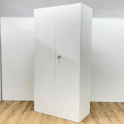 オカムラ　レクトライン　両開き書庫　ホワイト　鍵付き　シリンダー錠　A4ファイルが5段収納　※取っ手に日焼けがあります【愛知・名古屋・豊田・静岡・浜松】