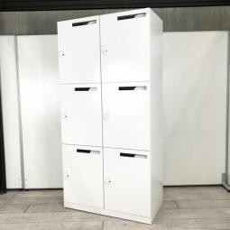 【投函口付きで資料や郵便物の受け渡しが楽に！外出が多い社員向けのロッカーにオススメ！】■コクヨ　エディア　6人用パーソナルメールロッカー　■ホワイト　オフィスバスターズ東大阪店　ダイヤル錠　ホワイト
