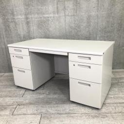 【3台入荷いたしました！】【定価約１６万円】【充実のワークスペース！豊富な引出しで机上をスッキリ整理！】■コクヨ（KOKUYO）製　BS＋シリーズ　両袖デスク　W1400mm　■ニューグレー　■シリンダー錠【AD】