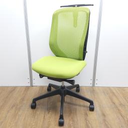 オカムラ製 シルフィ ライムグリーン ブラックフレーム 背面メッシュ ハイバック ハンガー付 樹脂脚 前傾チルト機能付き! オカムラ製品で最も人気を集める高機能メッシュチェア! 肘無しハイバックチェア!!