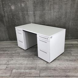 【あらゆる空間に調和するシンプルデザイン！両袖付きで収納量抜群！上長席にもおすすめ】■イトーキ（ITOKI）　CZRシリーズ　両袖机　横幅1400㎜　■ホワイト　■シリンダー錠 【弊社使用欄：A01029916】