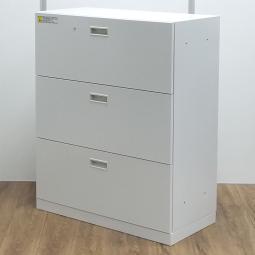 【新品】【メーカー在庫品】ウチダ 製　BEストレージ　ホワイト　高さ1100サイズ　シリンダー　オフィス書類をたっぷり収納　3段ラテラル書庫！！