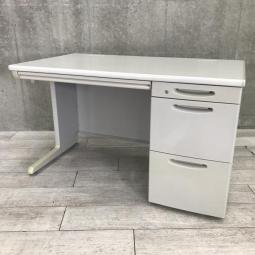 【オカムラの超定番シリーズ！袖一体型で書類をたっぷり収納可能！】■オカムラ (okamura)製 　SD-Vシリーズ　片袖机　W1200mm×D700mm　■シリンダー錠　■ライトグレー【IB】