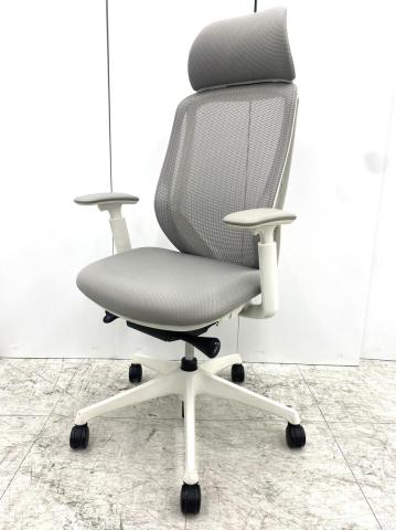 【ヘッドレスト新品】【人気商品】【ハイバック】【稼働肘】シルフィーライトグレー