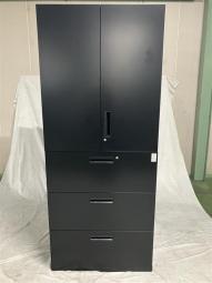 オカムラレクトライン収納ブラックタイプ 両開き書庫 上置き・下置き兼用