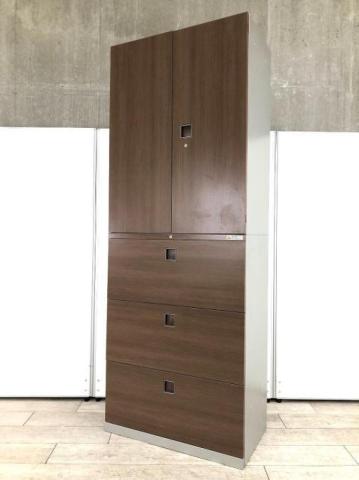 コクヨ　KOKUYO⭐️書庫(本棚) ハイキャビネット／両開き＋3段ラテラル① ハイキャビネット／両開き＋3段ラテラルの格安販売 - 中古