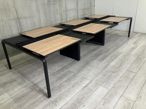 【身体に優しい姿勢がとれる、天板の角度調整可能なワークステーション！】■コクヨ（KOKUYO）　アプティス（UPTIS）　6席ワークテーブル　■トレータイプ　■天板：ラスティックミディアム　 本体/脚：ブラック【ABW商材】【関東倉庫在庫品】【弊社使用欄：A01032845】