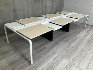 【身体に優しい姿勢がとれる、天板の角度調整可能なワークステーション！】■コクヨ（KOKUYO）　アプティス（UPTIS）　6席ワークテーブル　■トレータイプ　■天板：ホワイトナチュラル　 本体/脚：ホワイト【ABW商材】【関東倉庫在庫品】【弊社使用欄：A01032844】