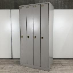※使用感ありのため、特価！【増員の際に！】■4人用更衣ロッカー　縦型ロッカー　■シリンダー錠　■グレー/イトーキ製　L型ロッカー