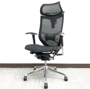 【新品ヘッドレスト】磨き上げて状態良好！可動型ヘッドレスト付きバロン（Baron）チェア※肘掛可動＆座面メッシュ仕様◆オカムラ製