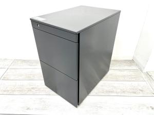 【定価約7万円】【レアなブラックカラーの3段ワゴン】■オカムラ/プロユニット　■ブラック　3段ワゴン　シリンダー錠