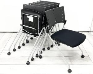 【セット商品（チェア×６脚）】人気シリーズ！デザイン性、座り心地の良いミーティングチェア/平行収納可能なネスティングタイプ/オススメ(おすすめ) /人気商品【弊社使用欄：A01031844】■イトーキ/マノス/ブラック