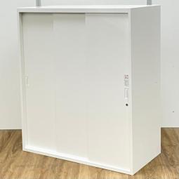 オカムラ製 レクトライン ホワイト 3枚引戸 注意※ベースなし 3枚引き違い書庫!!