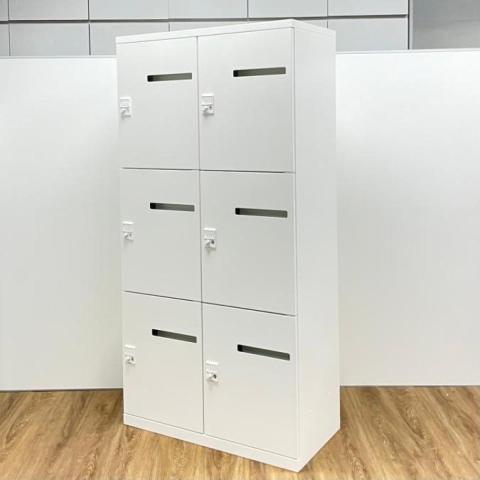 【フレキシブルな働き方に対応するメールロッカー！鍵の持ち運び要らずで便利に使えるダイヤル錠タイプ！】■オカムラ製（okamura）　ピクスラインシリーズ　6人用パーソナルロッカー　■ホワイト　■投入口あり　ダイヤル錠　※非常解除キーは付属しておりません【HU】【関東倉庫在庫品】【弊社使用欄：A01003364】