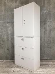 【オフィスの書類をスッキリ整理!】■オカムラ(okamura) レクトラインシリーズ(Rectline) 書庫セット 両開き+3段ラテラル ハイキャビネット ■グレー ■シリンダー錠