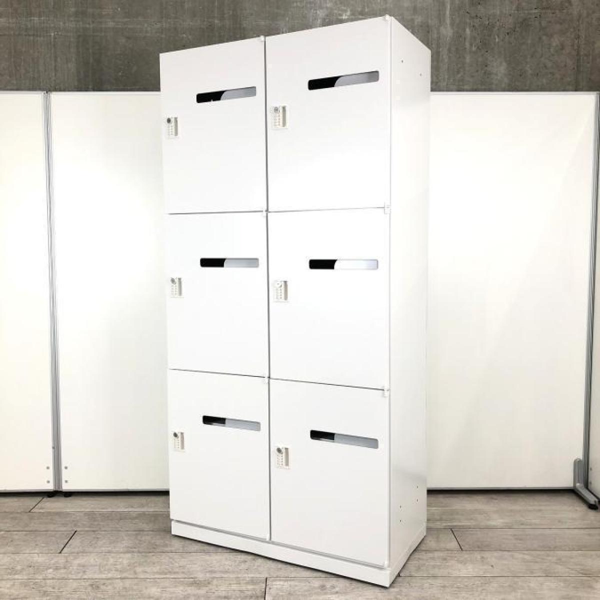 【鍵の持ち運び要らずで便利に使える！フレキシブルな働き方に対応！】■ウチダ（UCHIDA）　HSシリーズ　6人用パーソナルロッカー　メール投函口付　■ダイヤル錠　■ホワイト
                        HSパーソナル
                                    中古
            