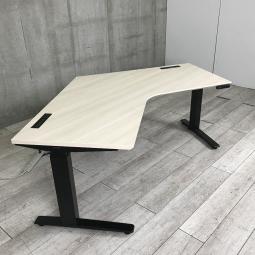 【立ち姿勢と座り姿勢を交互に取り入れることで負担軽減！】■オカムラ製（okamura）　スイフト（swift）　ブーメランテーブル　■引き出し付き　■昇降　H650～1250 　■木目調ナチュラル　【ABW商品】【関東倉庫在庫品】【弊社使用欄：A01037665】