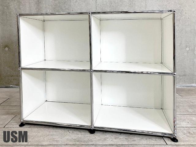 USMハラー　2連２段キャビネット　ピュアホワイト　サイドボード　W500D350　OPOP