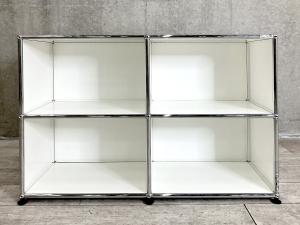 USMハラー　2連２段キャビネット　ピュアホワイト　サイドボード　W500D350　OPOP