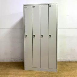 4人用更衣ロッカー　オカムラ　FZシリーズ　落ち着いたニューグレー色　シリンダー錠　鍵付き