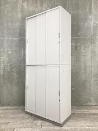 【搬入時は上下別の2個口での納品となるためエレベーター搬入も安心！】珍しい引き違い戸キャビネットの上下書庫セットが入荷！A4が6段分の大容量収納！/オススメ(おすすめ) /人気商品【弊社使用欄：A01036576】■書庫セット（引き違い+引き違い）　■グレー/イトーキ（ITOKI）シンライン