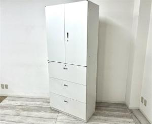 【定価13万円】【収納力抜群！人気なホワイトカラーのシンライン書庫入荷！】■イトーキ/シンライン　■両開き＋ラテラル　ホワイト　■収納　シリンダー錠