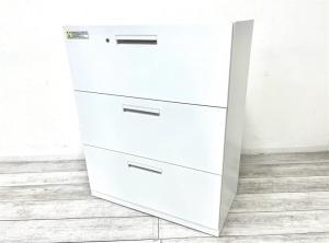 【定価約10万円】【書類の整理におすすめ!】■内田洋行/HS ■3段ラテラル書庫 ■ホワイト ■シリンダー錠