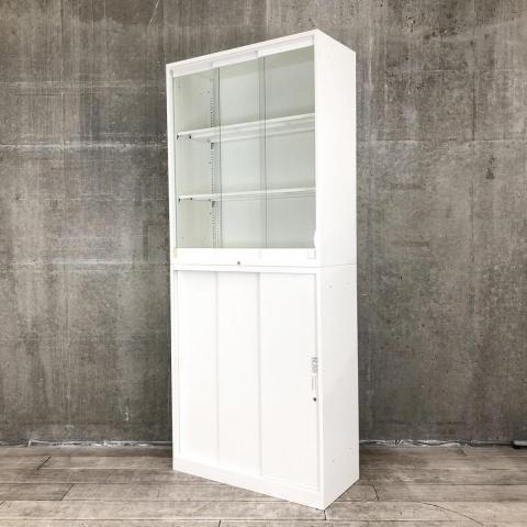 OKAMURA オカムラ キャビネット レクトライン 書庫 ホワイト 両開き 中古｜オカムラ｜レクトライン｜両開き書庫（ダイヤル錠タイプ