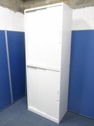 【関西倉庫在庫品】■オカムラ(okamura)製 レクトラインシリーズ 3枚戸タイプ 引き違い書庫セット ハイキャビネット W800mm×D450mm ■色:ホワイト ■シリンダー錠【スライド引き戸だから開閉スペースに困らない!】