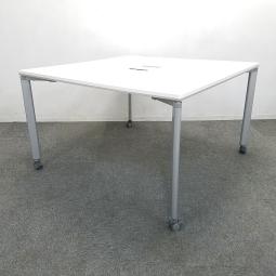 【7台入荷】配線ダクト付き!コミュニケーションテーブル入荷!中古 テーブル 会議 ミーティング ZOOM オフィス オフィスバスターズ 東大阪店 ホワイト 配線ダクト キャスター