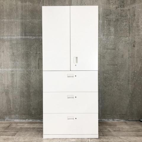 【中古】エスキャビネット H1-M1090HVS-W9 / H1-M1090AKS-W9 イトーキ（ITOKI） ハイキャビネット／両開き＋3段ラテラル