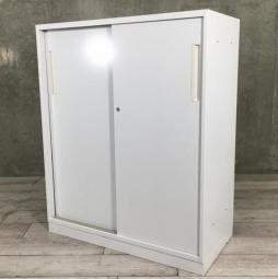 【スライド扉でスペースを有効活用!】■ウチダ(UCHIDA) HSシリーズ 引戸書庫 ホワイト ※取っ手に日焼けあり