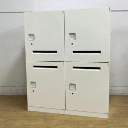 【在庫入替セール】オカムラ　レクトライン　4人用メールロッカー　シリンダー錠　鍵付き　ホワイト　※個体によっては庫内のトレーは不足している場合もあります