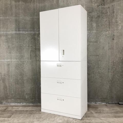 【中古】エスキャビネット H1-M1090HVS-W9 / H1-M1090AKS-W9 イトーキ（ITOKI） ハイキャビネット／両開き＋3段ラテラル