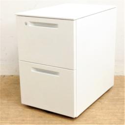 コクヨ　iSシリーズ　2段ワゴン　清潔感のあるホワイト　鍵付き　シリンダー錠　※スチール天板タイプです　【愛知・名古屋・豊田・静岡・浜松】