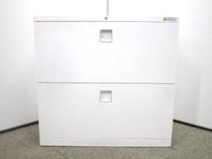 【幅800mmのスリムタイプ！手狭なオフィスでも大活躍間違いなし！】■オカムラ（okamura）製　レクトライン(Rectline)　2段ラテラル書庫　ホワイト　シリンダー錠 【高品質で安心の国産スチールキャビネット！】【在庫入替セール品！】