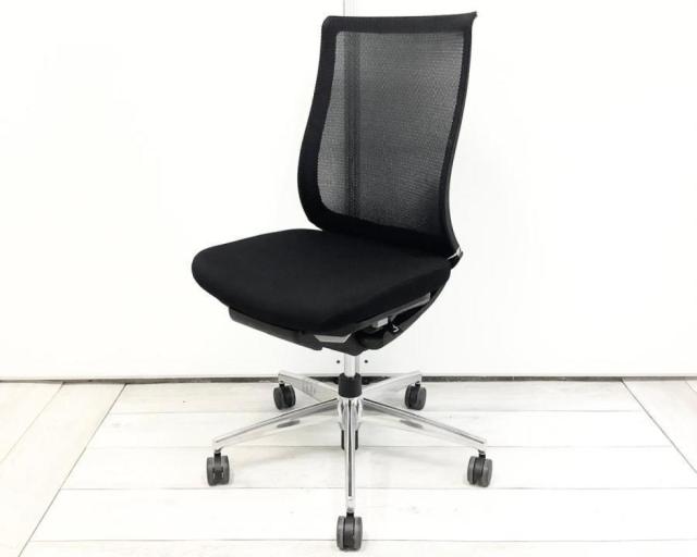 【中古】ベゼル アルミポリッシュ CRS-G2800E6 コクヨ（KOKUYO） 肘無ハイバックチェア