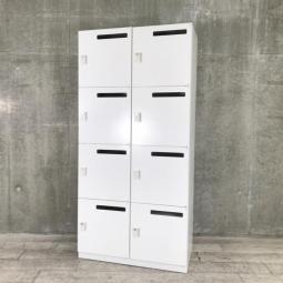 【フリーアドレスの相棒！投函口付きで資料等を入れることが可能！】■ウチダ（UCHIDA）製　ハイパーストレージ（HS）シリーズ　8人用メールロッカー　パーソナルロッカー　■投函口有り　■ダイヤル錠　■ホワイト　※非常解除キーは付属ございません。【弊社使用欄：A01038907】【SN】