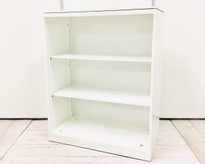【見える化にフォーカスしたオープン書庫！清潔感のあるホワイトカラー】■オカムラ（okamura）製　レクトラインシリーズ　オープン書庫　ローキャビネット　■天板・ベース付　■ホワイト【弊社使用欄：A01035553】