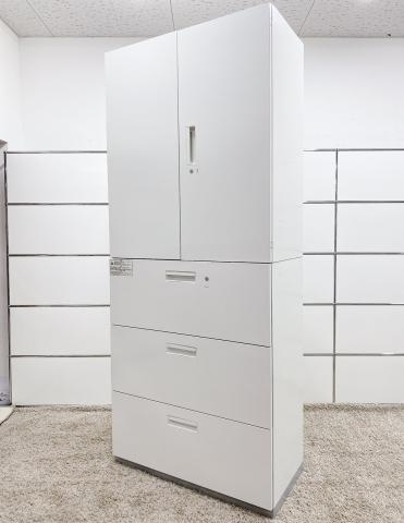 【中古】L6 L6-105H-3　L6-105A プラス（PLUS） ハイキャビネット／両開き＋3段ラテラル