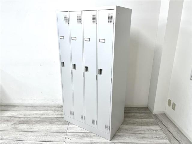 【定価約5万円】【1台で4人分の収納可能！便利な4人用ロッカー入荷！】■豊国工業/TLK　■4人用ロッカー　■ニューグレー　■シリンダー錠
