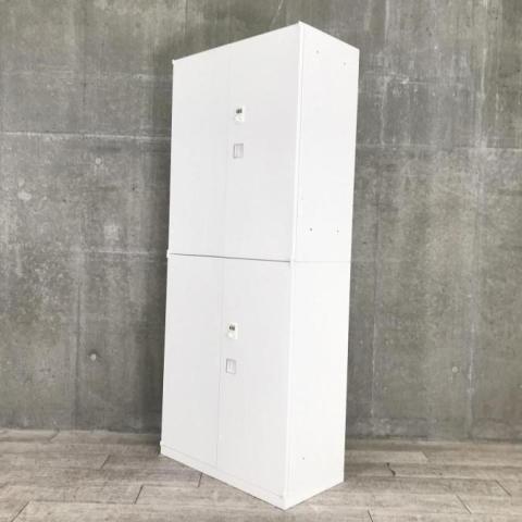 OKAMURA オカムラ キャビネット レクトライン 書庫 ホワイト 両開き 中古｜オカムラ｜レクトライン｜両開き書庫（ダイヤル錠タイプ