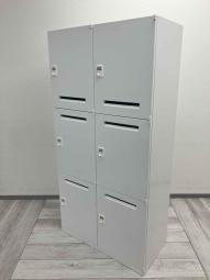 【フリーアドレスのオフィスにオススメ！6人用パーソナルロッカー入荷！】■オカムラ（okamura）　レクトライン　パーソナルロッカー　6人用　投函口あり　■ダイヤル錠　■ホワイト〈岐阜・愛知・三重・静岡・福井〉