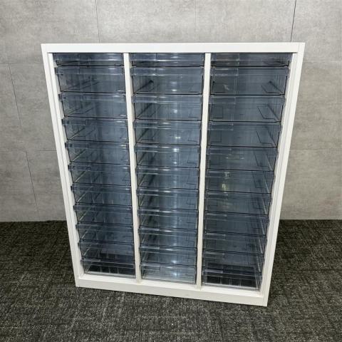 【中古】レクトライン  オカムラ（okamura） ローキャビネット／クリスタルトレー