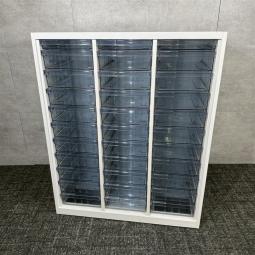 【博】【書類・備品整理の必需品！書類や備品のストックにピッタリ！※1段目のみ浅型仕様】オカムラ　レクトライン　クリスタルトレー　書類　引き出し　透明　ケース　ローキャビネット　整理　中古家具　オフィス家具　福岡　九州最大級《オフィスバスターズ福岡博多店は、福岡を拠点として、日本全国へ中古オフィス用品・オフィス家具を提供しております》※サテライトは商談スペースのみの為、在庫は福岡の在庫を掲載しております。商品につきましてはお電話にてお問い合わせください※